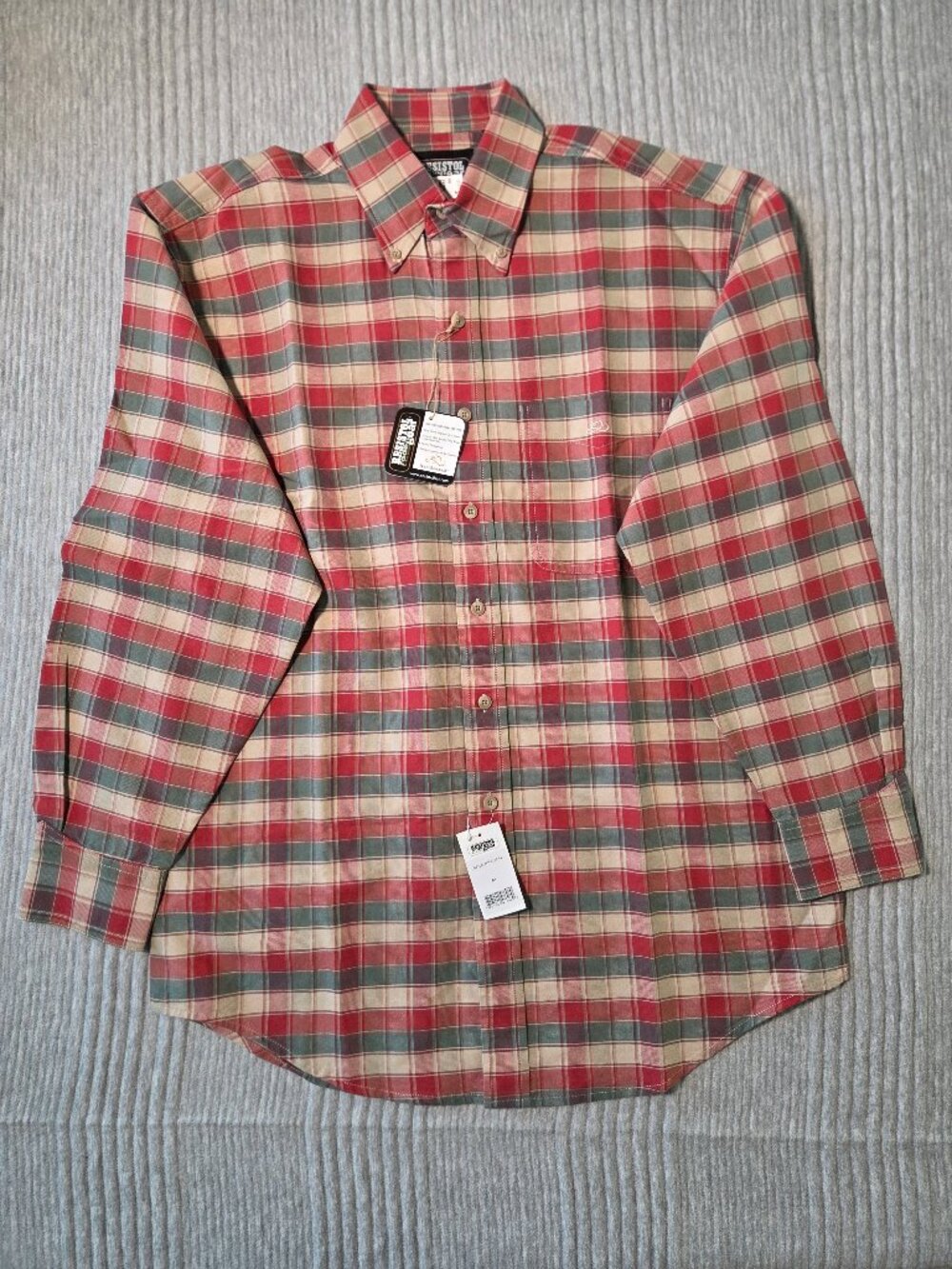 NWT Resistol Rodeo Gear Plaid Button Down Shirt Men's Medium Western Cowboy Cott